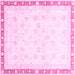 Square Machine Washable Oriental Pink Traditional Rug, wshabs3678pnk