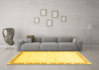 Machine Washable Oriental Yellow Traditional Rug, wshabs3678yw