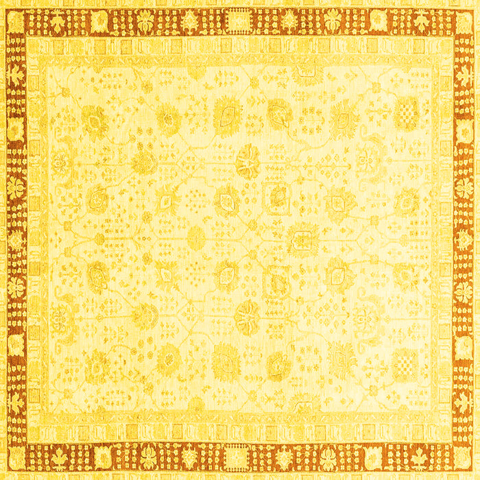 Square Oriental Yellow Traditional Rug, abs3678yw