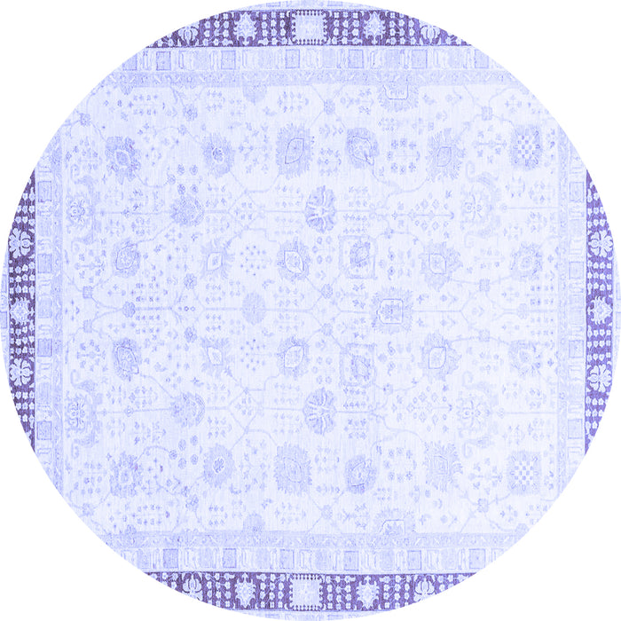 Round Machine Washable Oriental Blue Traditional Rug, wshabs3678blu