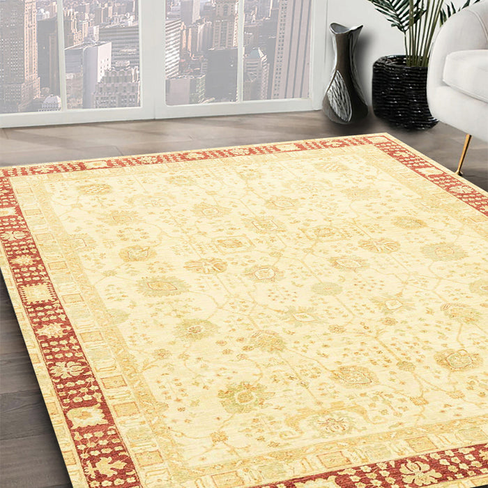 Machine Washable Abstract Yellow Rug in a Family Room, wshabs3678