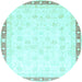 Round Oriental Light Blue Traditional Rug, abs3678lblu