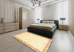 Abstract Yellow Oriental Rug in a Bedroom, abs3678