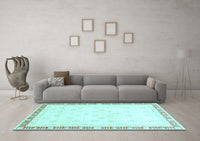 Machine Washable Oriental Light Blue Traditional Rug, wshabs3678lblu