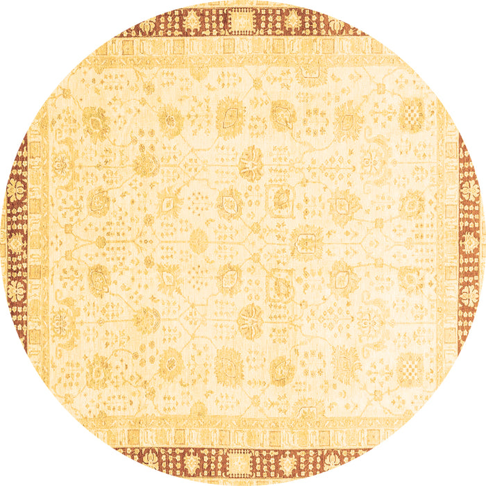 Round Oriental Brown Traditional Rug, abs3678brn
