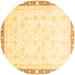 Round Oriental Brown Traditional Rug, abs3678brn