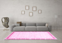 Machine Washable Oriental Pink Traditional Rug, wshabs3678pnk