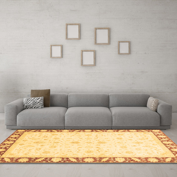 Machine Washable Abstract Brown Modern Rug in a Living Room,, wshabs3679brn