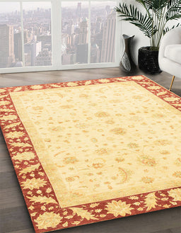 Machine Washable Abstract Sun Yellow Rug in a Family Room, wshabs3679