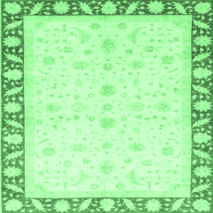 Square Abstract Emerald Green Modern Rug, abs3679emgrn