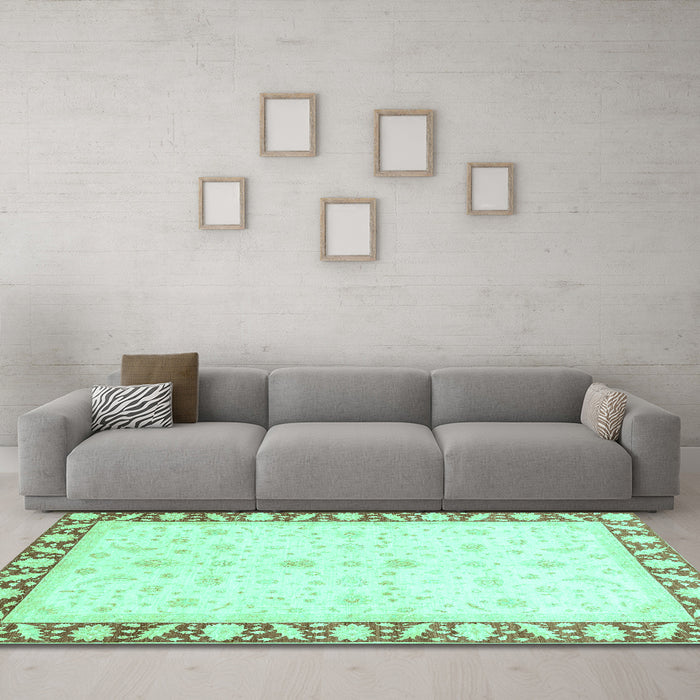 Machine Washable Abstract Turquoise Modern Area Rugs in a Living Room,, wshabs3679turq