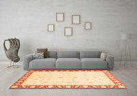 Machine Washable Abstract Orange Modern Rug, wshabs3679org