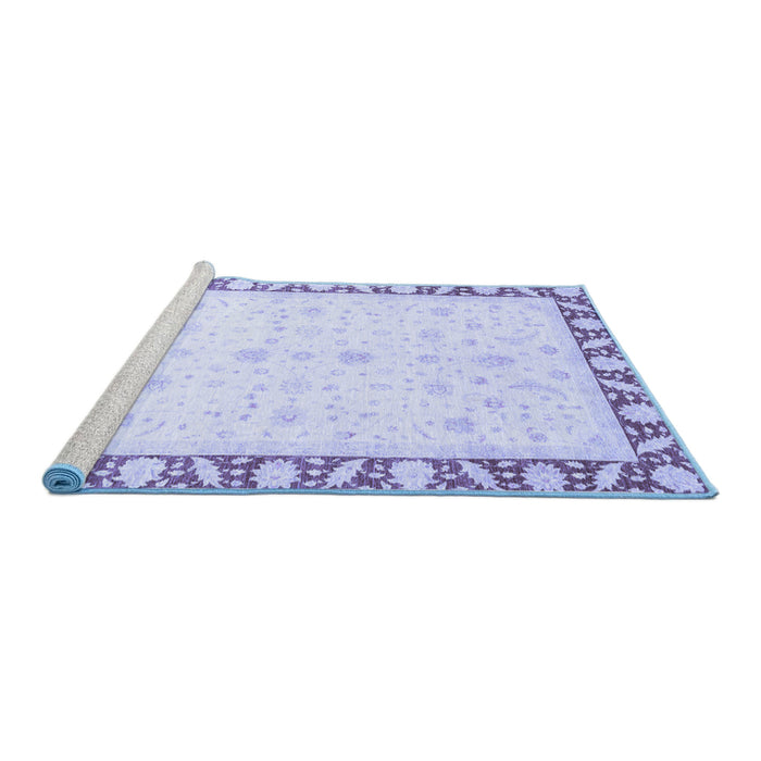 Sideview of Machine Washable Abstract Blue Modern Rug, wshabs3679blu