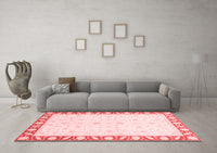 Machine Washable Abstract Red Modern Rug, wshabs3679red