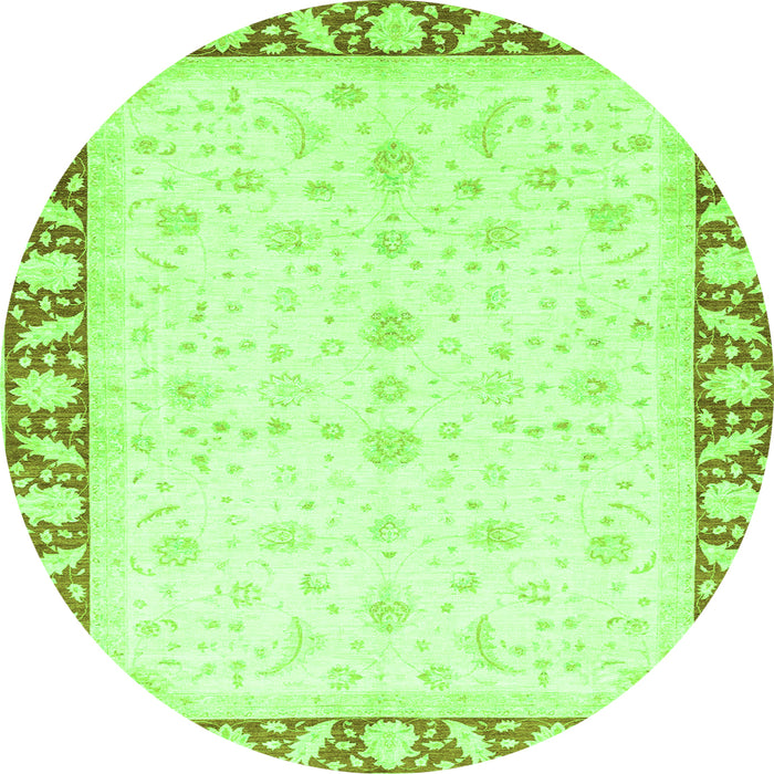 Round Machine Washable Abstract Green Modern Area Rugs, wshabs3679grn