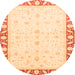 Round Abstract Orange Modern Rug, abs3679org