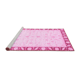 Sideview of Machine Washable Abstract Pink Modern Rug, wshabs3679pnk