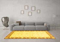 Machine Washable Abstract Yellow Modern Rug, wshabs3679yw