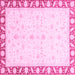 Square Machine Washable Abstract Pink Modern Rug, wshabs3679pnk