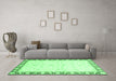 Machine Washable Abstract Emerald Green Modern Area Rugs in a Living Room,, wshabs3679emgrn