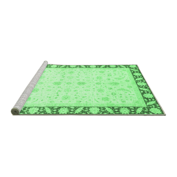 Sideview of Machine Washable Abstract Emerald Green Modern Area Rugs, wshabs3679emgrn