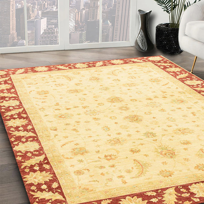 Abstract Sun Yellow Modern Rug in Family Room, abs3679
