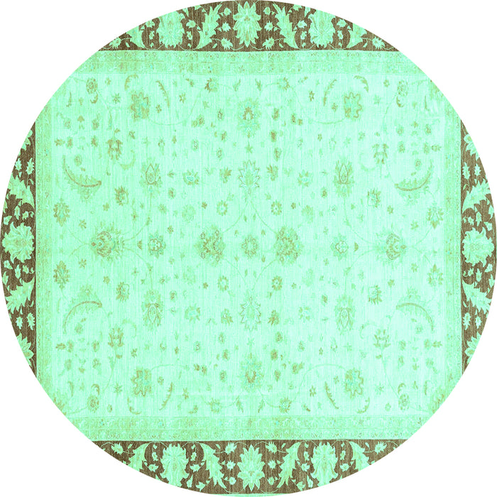Round Machine Washable Abstract Turquoise Modern Area Rugs, wshabs3679turq