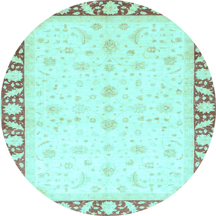 Round Abstract Light Blue Modern Rug, abs3679lblu