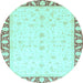Round Abstract Light Blue Modern Rug, abs3679lblu