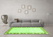 Machine Washable Abstract Green Modern Area Rugs in a Living Room,, wshabs3679grn