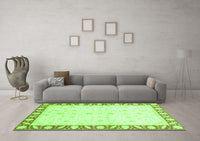 Machine Washable Abstract Green Modern Rug, wshabs3679grn