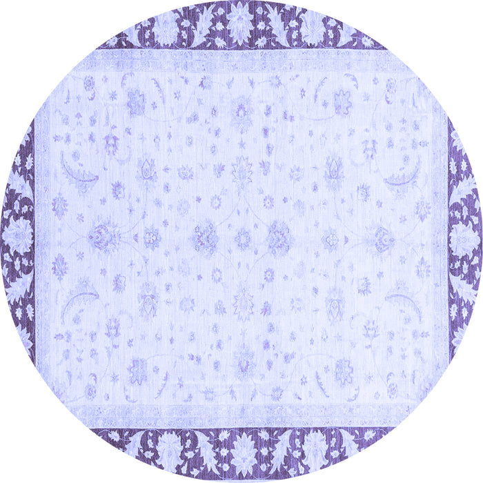 Round Abstract Blue Modern Rug, abs3679blu