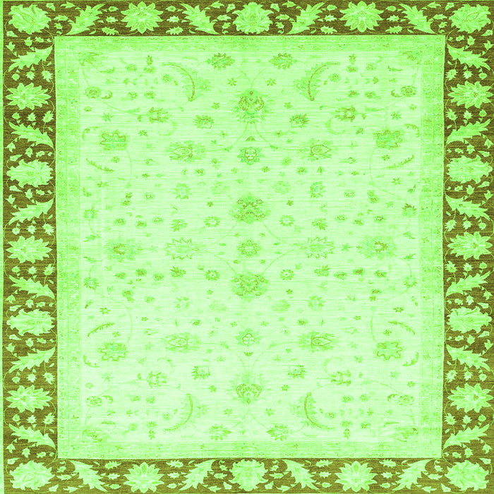 Square Machine Washable Abstract Green Modern Area Rugs, wshabs3679grn