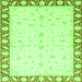 Square Machine Washable Abstract Green Modern Area Rugs, wshabs3679grn