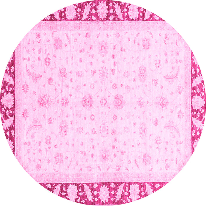 Round Abstract Pink Modern Rug, abs3679pnk