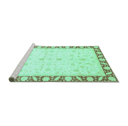 Sideview of Machine Washable Abstract Turquoise Modern Area Rugs, wshabs3679turq
