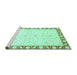 Sideview of Machine Washable Abstract Turquoise Modern Area Rugs, wshabs3679turq