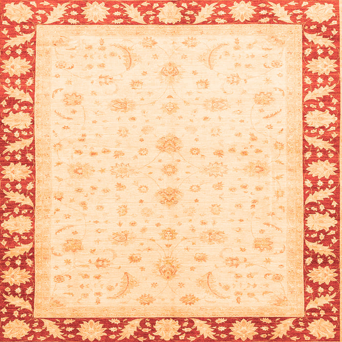 Square Machine Washable Abstract Orange Modern Area Rugs, wshabs3679org