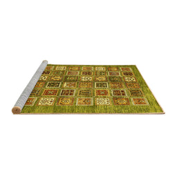 Sideview of Machine Washable Abstract Yellow Modern Rug, wshabs367yw
