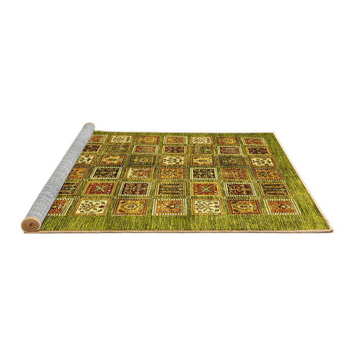 Sideview of Machine Washable Abstract Yellow Modern Rug, wshabs367yw