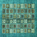 Square Abstract Turquoise Modern Rug, abs367turq