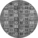 Round Abstract Gray Modern Rug, abs367gry