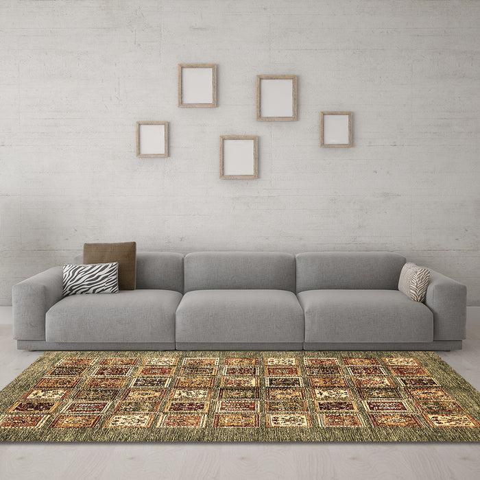 Machine Washable Abstract Brown Modern Rug in a Living Room,, wshabs367brn