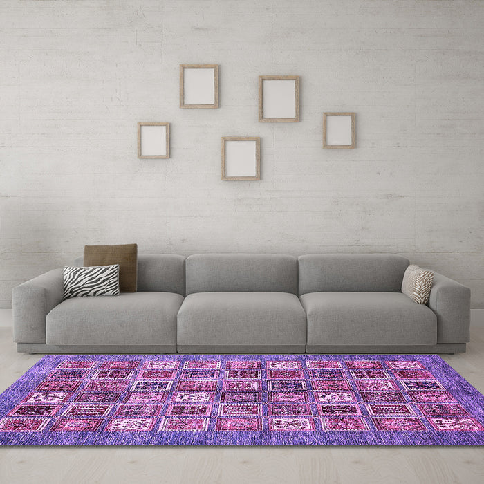 Machine Washable Abstract Purple Modern Area Rugs in a Living Room, wshabs367pur