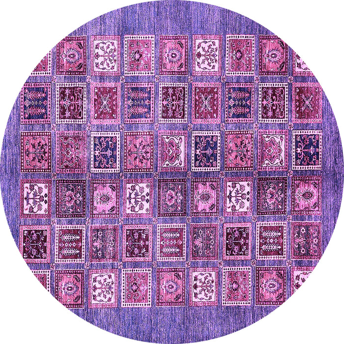 Round Machine Washable Abstract Purple Modern Area Rugs, wshabs367pur