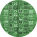 Round Abstract Emerald Green Modern Rug, abs367emgrn