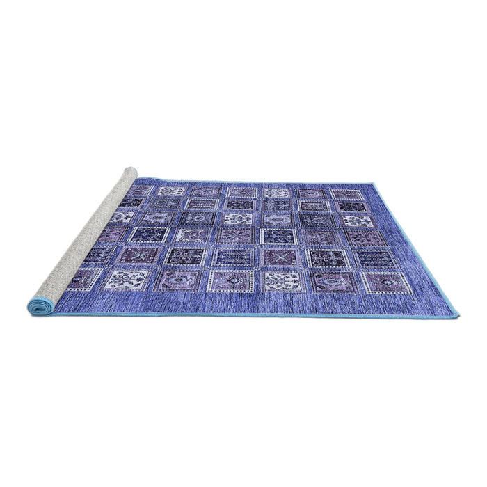 Sideview of Machine Washable Abstract Blue Modern Rug, wshabs367blu