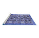 Sideview of Machine Washable Abstract Blue Modern Rug, wshabs367blu