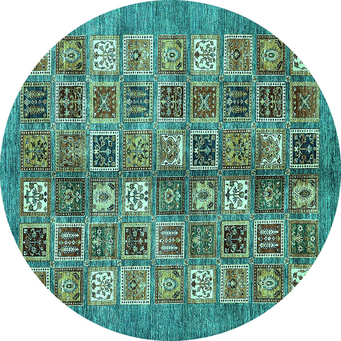 Round Abstract Turquoise Modern Rug, abs367turq