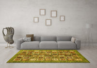 Machine Washable Abstract Yellow Modern Rug, wshabs367yw